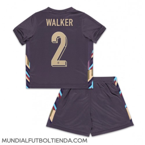 Camiseta Inglaterra Kyle Walker #2 Segunda Equipación Replica Eurocopa 2024 para niños mangas cortas (+ Pantalones cortos)